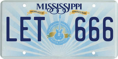 MS license plate LET666