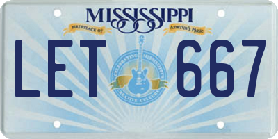 MS license plate LET667