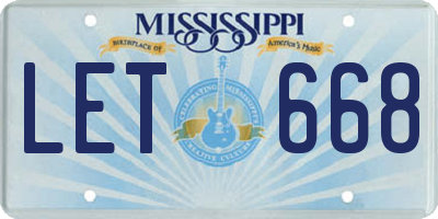 MS license plate LET668