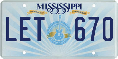 MS license plate LET670