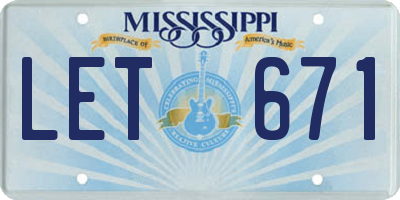 MS license plate LET671