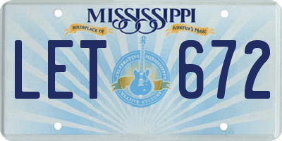 MS license plate LET672