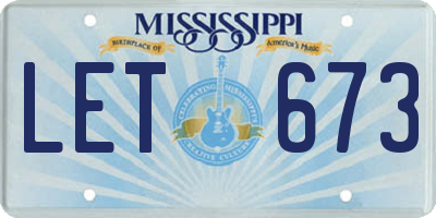 MS license plate LET673