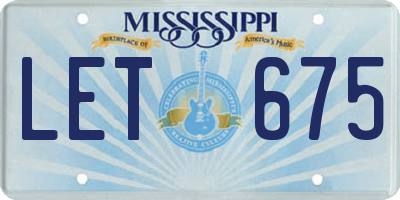 MS license plate LET675