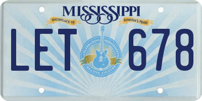 MS license plate LET678