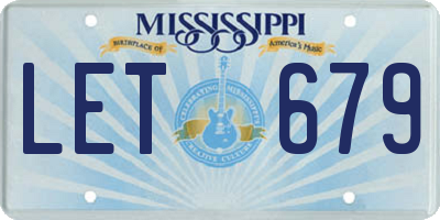 MS license plate LET679