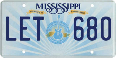 MS license plate LET680