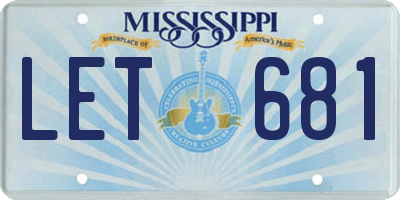 MS license plate LET681
