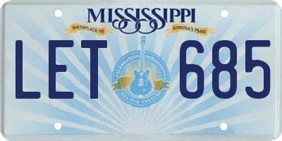 MS license plate LET685