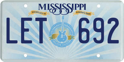 MS license plate LET692