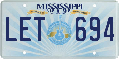 MS license plate LET694