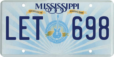 MS license plate LET698