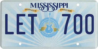 MS license plate LET700