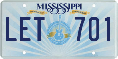 MS license plate LET701