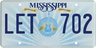 MS license plate LET702
