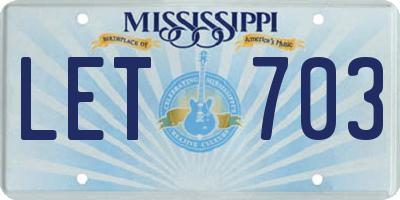 MS license plate LET703