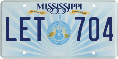 MS license plate LET704