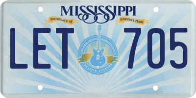 MS license plate LET705