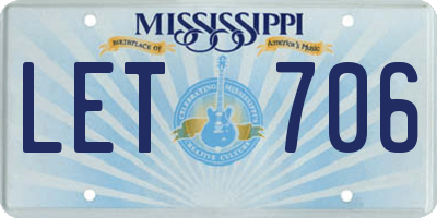 MS license plate LET706