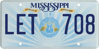 MS license plate LET708