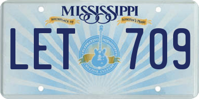 MS license plate LET709