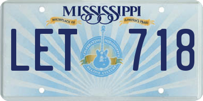 MS license plate LET718