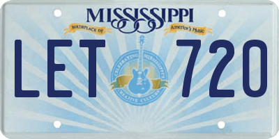MS license plate LET720