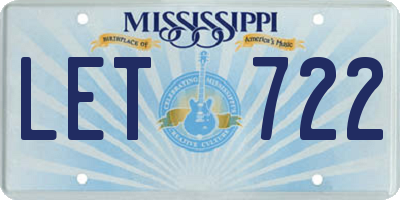 MS license plate LET722