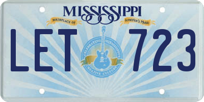 MS license plate LET723
