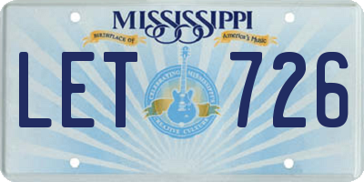 MS license plate LET726