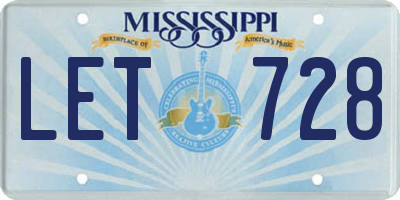MS license plate LET728