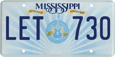 MS license plate LET730
