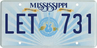 MS license plate LET731