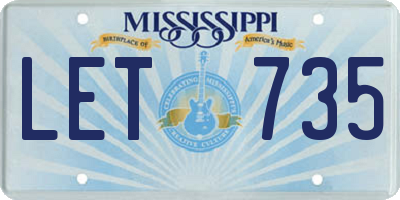 MS license plate LET735