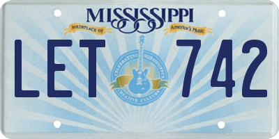MS license plate LET742