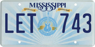 MS license plate LET743