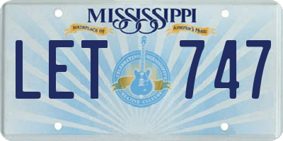 MS license plate LET747
