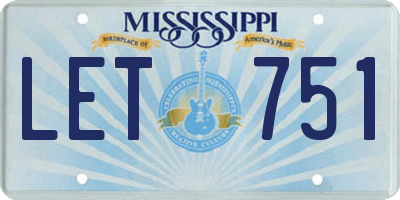 MS license plate LET751
