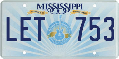MS license plate LET753