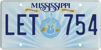 MS license plate LET754