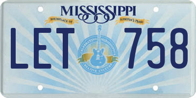MS license plate LET758