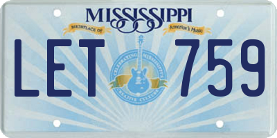 MS license plate LET759