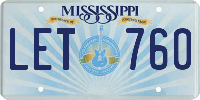 MS license plate LET760