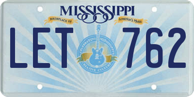MS license plate LET762