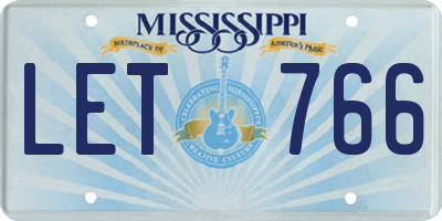 MS license plate LET766