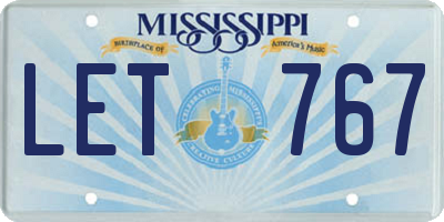 MS license plate LET767