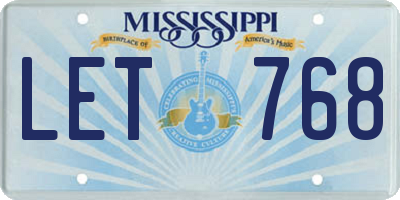 MS license plate LET768