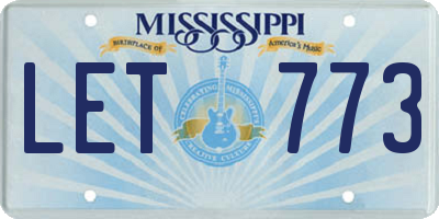 MS license plate LET773