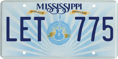 MS license plate LET775