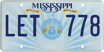 MS license plate LET778